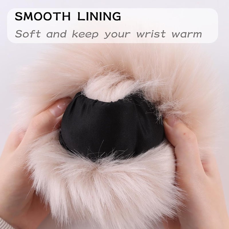 Peecabe Winter Women Fuzzy Arm Warmers Girls Faux Fur Short Wrist Cuffs Fluffy Soft Wrist Cover Ankle Warmer - Image 4